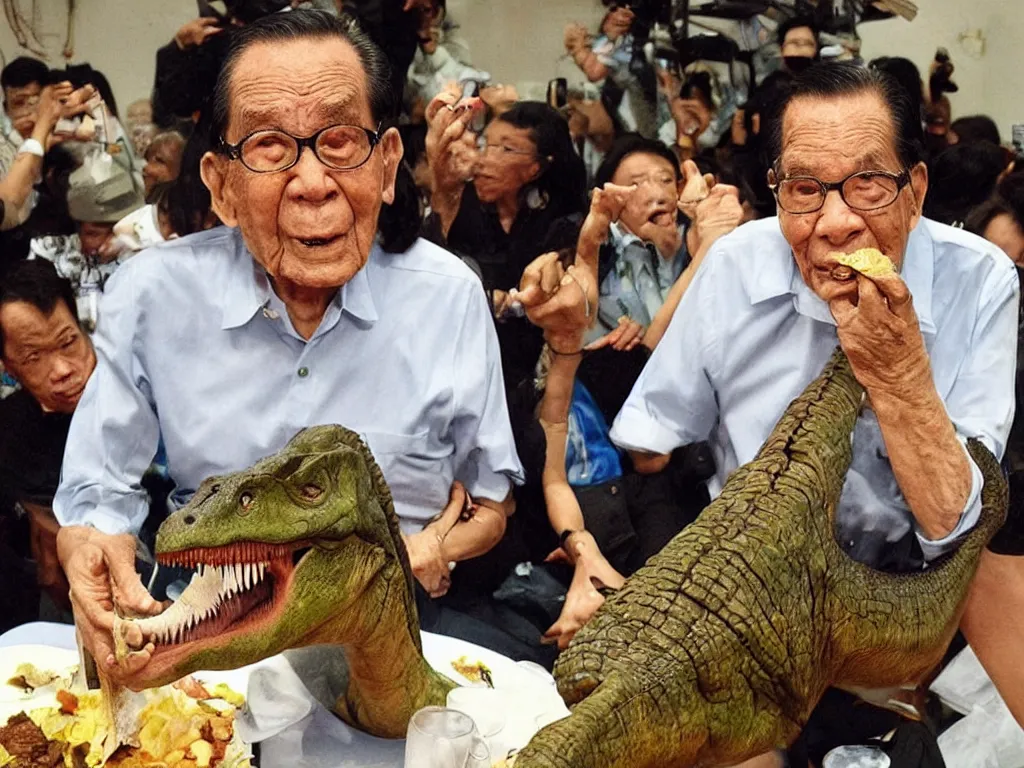 Image similar to Enrile eating a dinosaur