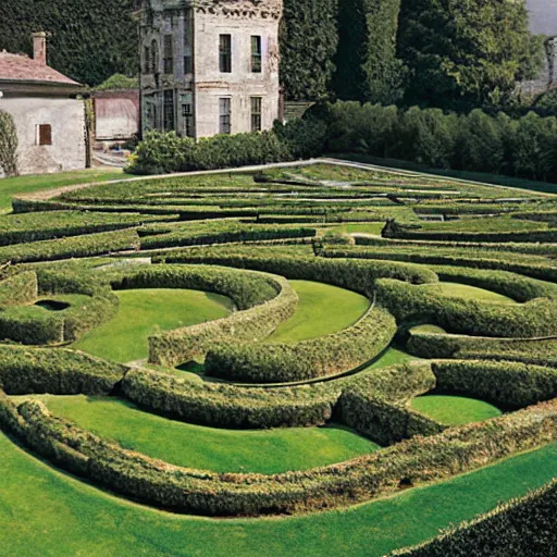 Prompt: giant Italian modern castle formal garden with a modern stainless steel organic shaped modern sculptureswith mirror finish by Tony Cragg, photo by Annie Leibovitz