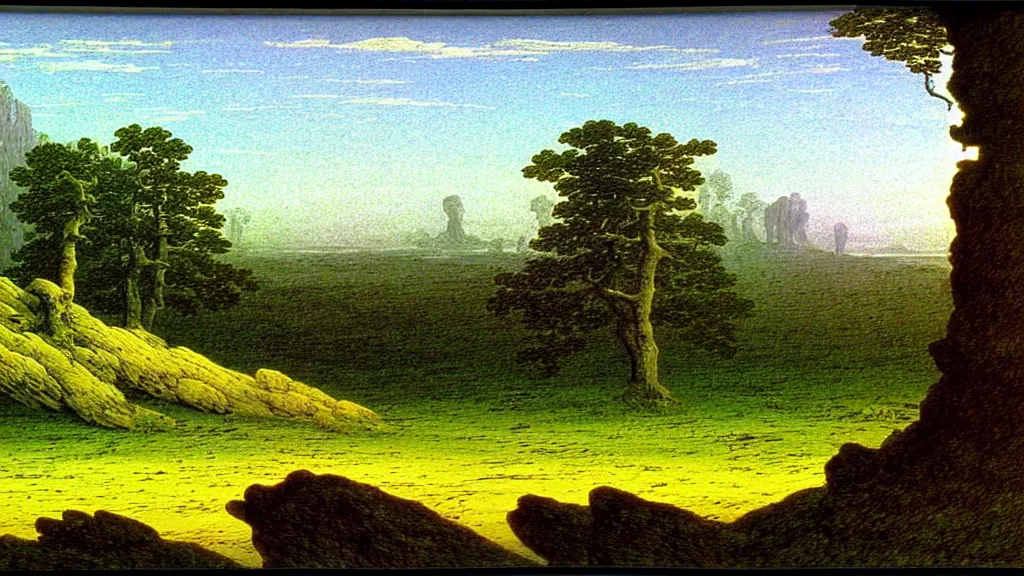 Prompt: landscape, by caspar david friedrich, dry - erase marker, happy, feng shui, ray tracing reflections