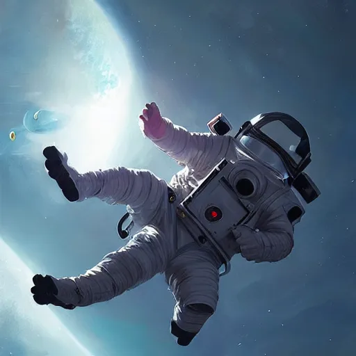 Image similar to astronaut drifting in space, artwork by greg rutkowski