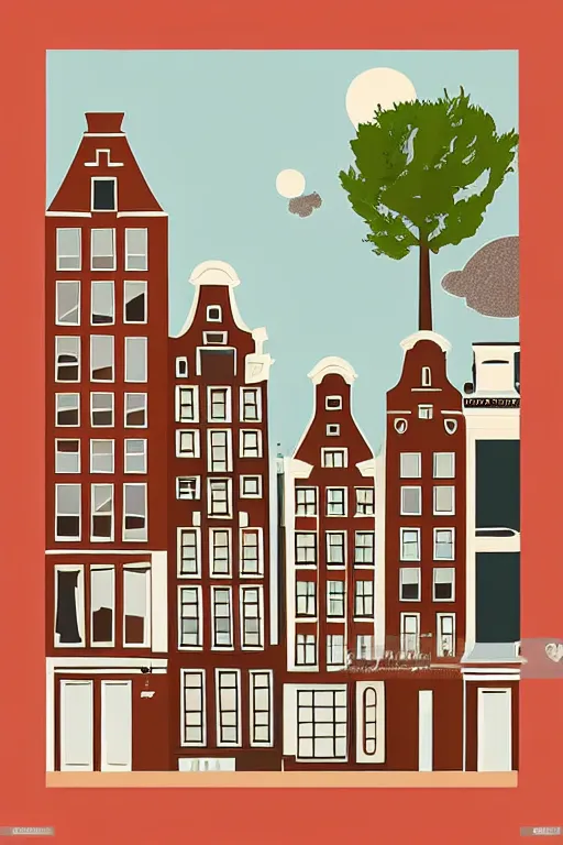 Image similar to minimalist boho style art of amsterdam, illustration, vector art