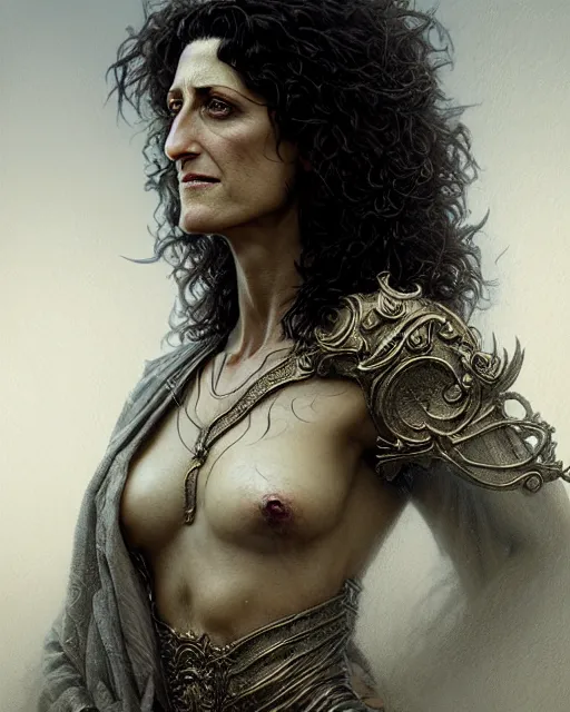 Image similar to lisa edelstein, character portrait, portrait, close up, concept art, intricate details, highly detailed by greg rutkowski, michael whelan and gustave dore