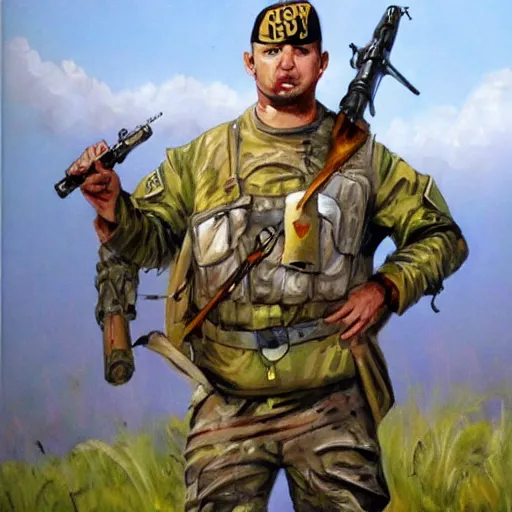 Image similar to fantasy art volunteered for the army on my birthday draft the white trash first'round here anyway