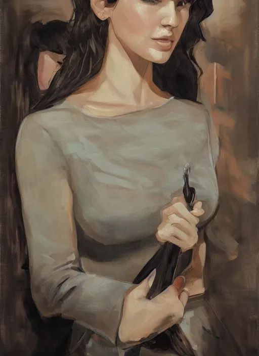 Image similar to detailed artwork by phil noto ; stylized painting of young jennifer connelly ; gal gadot ; eva green ; young jennifer connelly from the rocketeer ; brush texture ; asymmetric composition ; paint texture ; trending on artstation ; gallery painting by phil noto, comic style