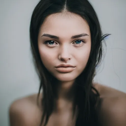 Image similar to a portrait of a beautiful female model, beauty shot, photography, creative, female character, canon eos r 3, f / 1. 4, iso 2 0 0, 1 / 1 6 0 s, 8 k, raw, unedited, symmetrical balance, in - frame