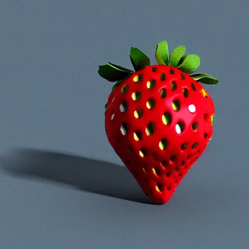 Image similar to a geometric low poly strawberry, by mark li