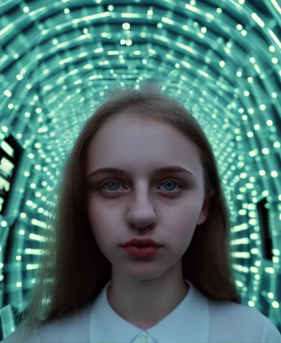 Image similar to a layered film still of 18 year old Dasha Nekrasova in sailor outfit looking at the camera from the side with stunning eyes in a mirror maze reality. soft detailed film still at 16K resolution and amazingly epic visuals. epically illuminous image. amazing lighting effect, image looks gorgeously crisp as far as it's visual fidelity goes, absolutely outstanding image. perfect film clarity. ultra image detail. iridescent image lighting. mind-breaking atmosphere. mega-beautiful pencil image shadowing. beautifully serene face. Ultra High Definition image. soft image shading. soft image texture. intensely beautiful image. large format picture. intricately detailed with Norse runes.