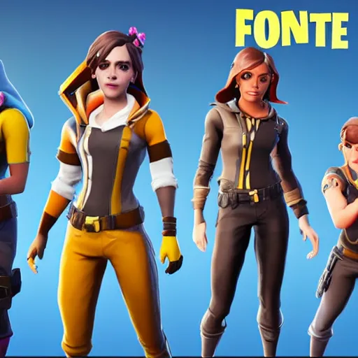 Image similar to emma watson as fortnite character, gameplay screenshot