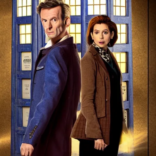 Image similar to image of 10th doctor and tardis