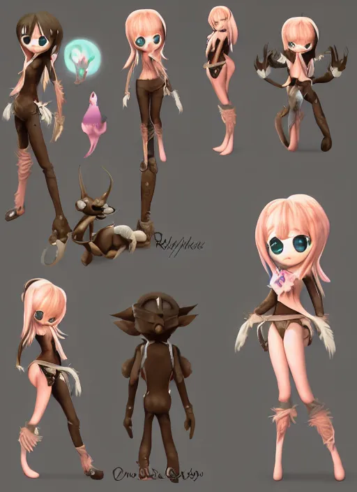 Image similar to female furry mini cute style, character adoptable, highly detailed, rendered, ray - tracing, cgi animated, 3 d demo reel avatar, style of maple story and zootopia, maple story cthulhu girl, dark cthulhu, dark skin, cool clothes, soft shade, soft lighting