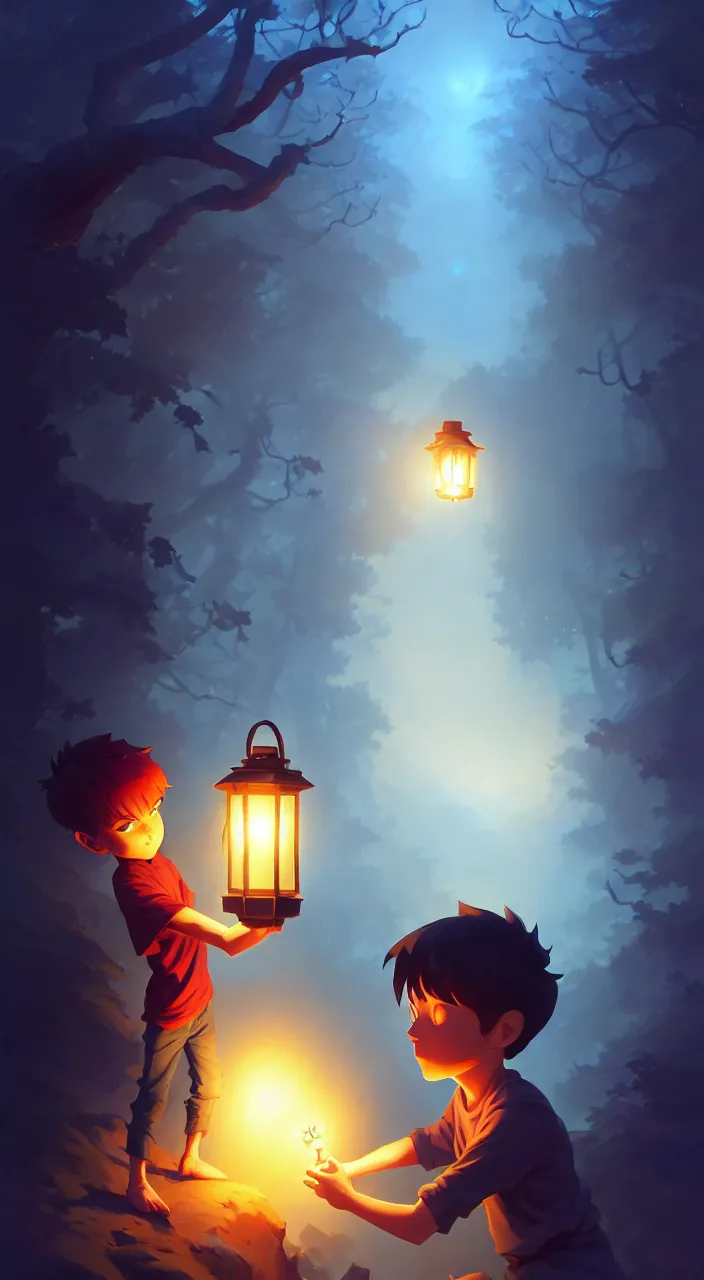 Image similar to boy holding a lantern walking into a dark forest, in marble incrusted of legends official fanart behance hd by jesper ejsing, by rhads, makoto shinkai and lois van baarle, ilya kuvshinov, rossdraws global illumination