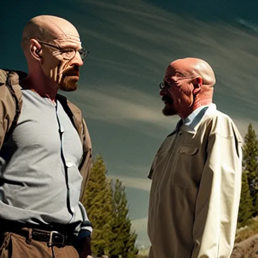 Prompt: walter white shushing jesse