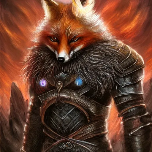 Image similar to a fox in elden ring, elden ring, dark souls, epic fantasy art