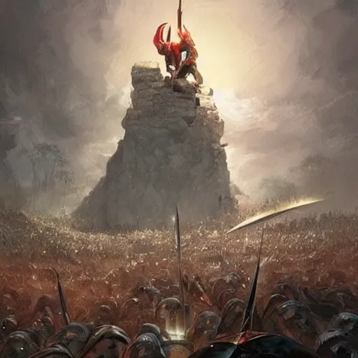 Image similar to a hill made of swords, in an arena, fantasy, digital art, by artgerm and greg rutkowski