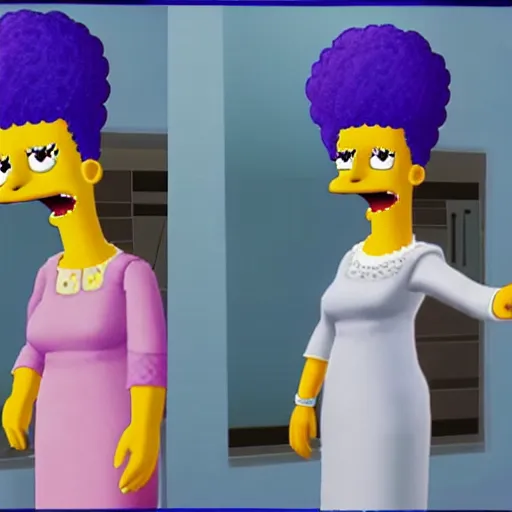 Prompt: lisa simpson morphed into a marge simpson in sims