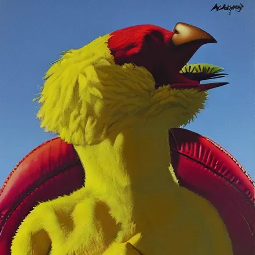 Image similar to big bird by artgem by brian bolland by alex ross by artgem by brian bolland by alex rossby artgem by brian bolland by alex ross by artgem by brian bolland by alex ross