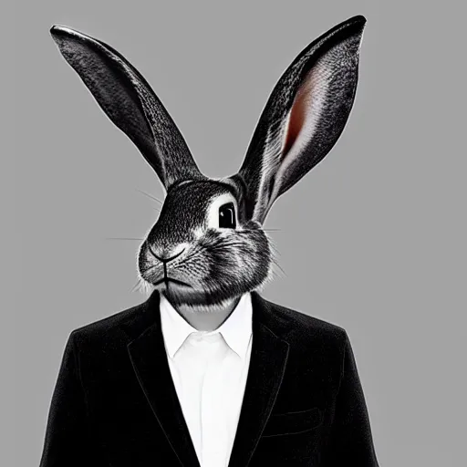 Image similar to a rabbit wearing a virtual reality head-mounted-display, digital portrait, black background with stars