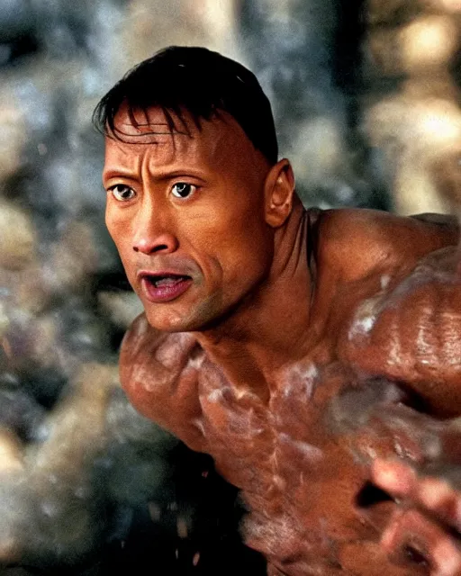 Image similar to film still close up shot of dwayne johnson in the movie harry potter and the philosopher's stone. photographic, photography