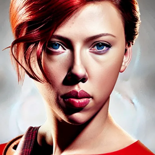 Image similar to photograph of Scarlet Johansson as a super hero, highly detailed, headshot Portrait, hyper realistic .