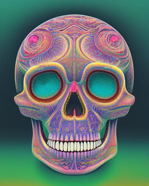Image similar to skull by luis toledo and alex grey and beeple