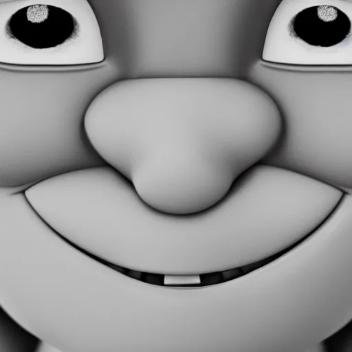 Prompt: black and white crying Teletubbies with wide open human realistic eyes with red veins, highly detailed, sharp focus, octane render