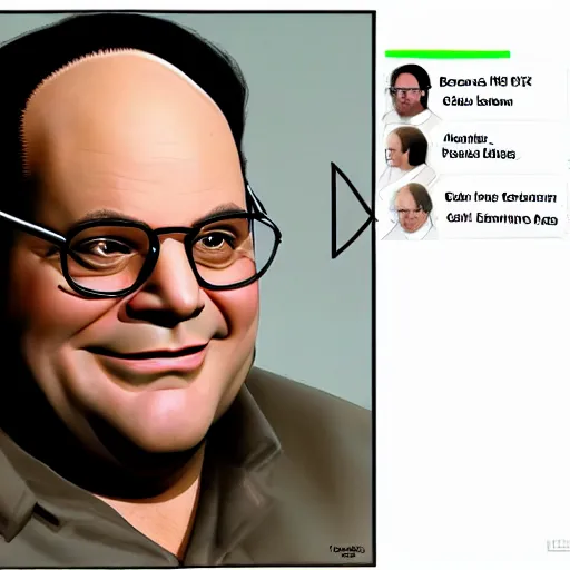 Prompt: george costanza with hair, real, real life, realistic, hyperrealistic, highly detailed, very detailed, intricate details, 4 k resolution, 8 k resolution, hd quality, real world, very realistic