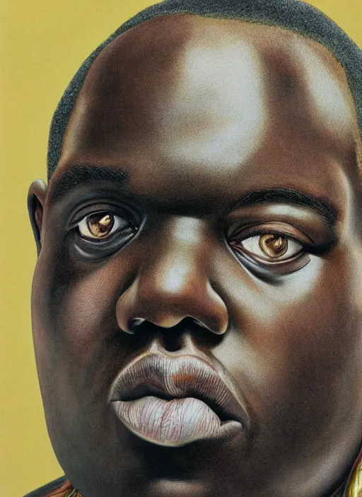 Prompt: portrait of the Notorious BIG with translucent skin, visible muscles and veins and arteries and bones and spines and nerves, beautiful detailed intricate insanely detailed octane render, 8k artistic photography, photorealistic, chiaroscuro, by David Cronenberg, Raphael, Caravaggio