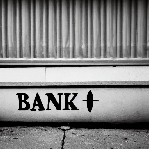 Prompt: a picture of a bank under a mattress in the style of banksy