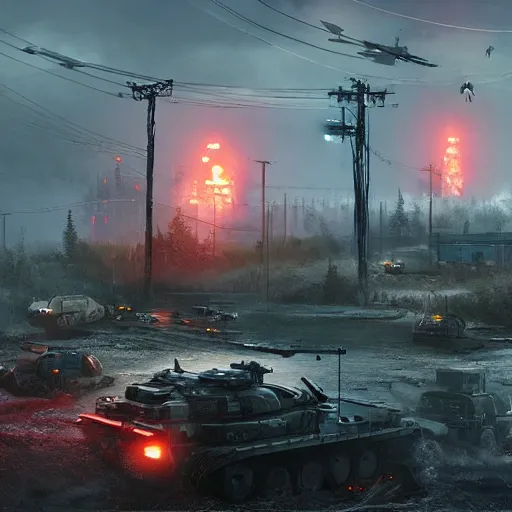 Prompt: battlefield 4 by simon stalenhag and robbert sammelin and eric persson and, 4 k, hdr, tonemapping, detailed, atmospheric, majestical lighting