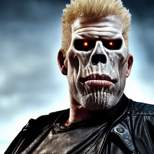 Image similar to Ron Perlman As Ghostrider hyper realistic 4K quality