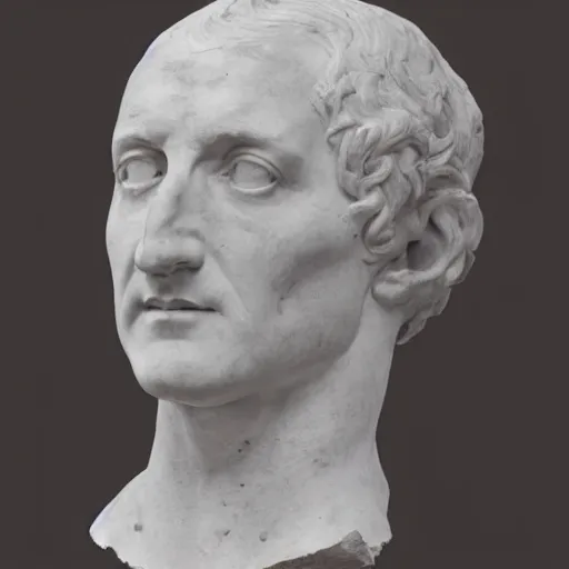 Prompt: julius cesar's bust made of flesh, bone, and skin