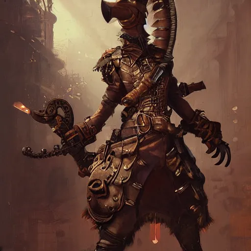 Image similar to steampunk rat warrior, by ruan jia