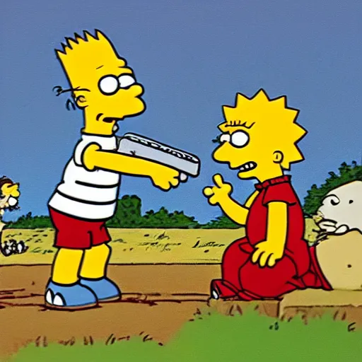 Image similar to Calvin and hobbes in an episode of the simpsons