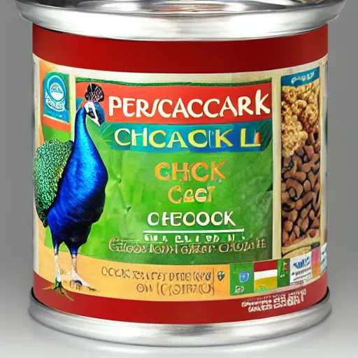 Prompt: peacock cereal chicken food