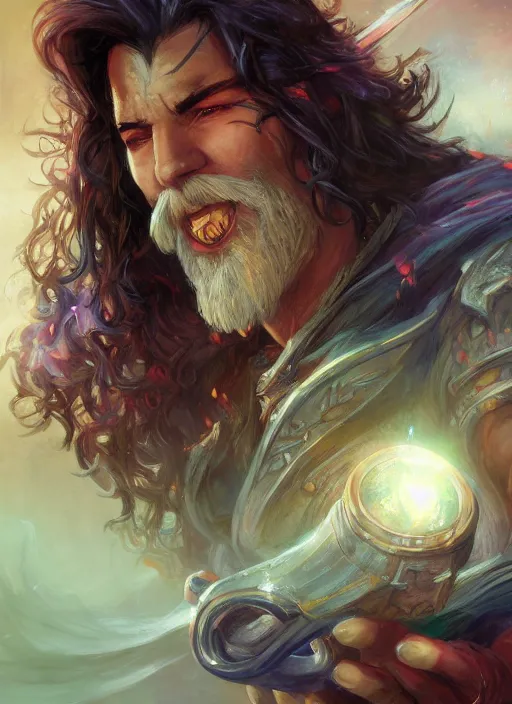 Image similar to charismatic bard, ultra detailed fantasy, dndbeyond, bright, colourful, realistic, dnd character portrait, full body, pathfinder, pinterest, art by ralph horsley, dnd, rpg, lotr game design fanart by concept art, behance hd, artstation, deviantart, hdr render in unreal engine 5