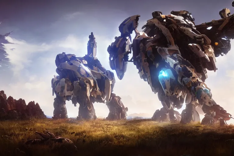 Image similar to shell - walker machine mecha animal beast robot of horizon forbidden west horizon zero dawn bioluminiscence global illumination ray tracing hdr fanart arstation by sung choi and eric pfeiffer and gabriel garza and casper konefal