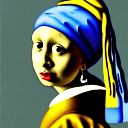 Prompt: portrait of cookie monster as girl with pearl earring