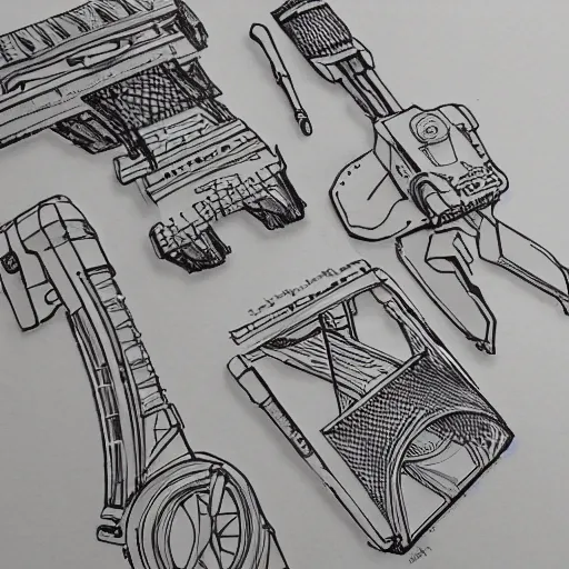 Image similar to exciting new laser cutter product ideas, pencil sketches, a 3 page