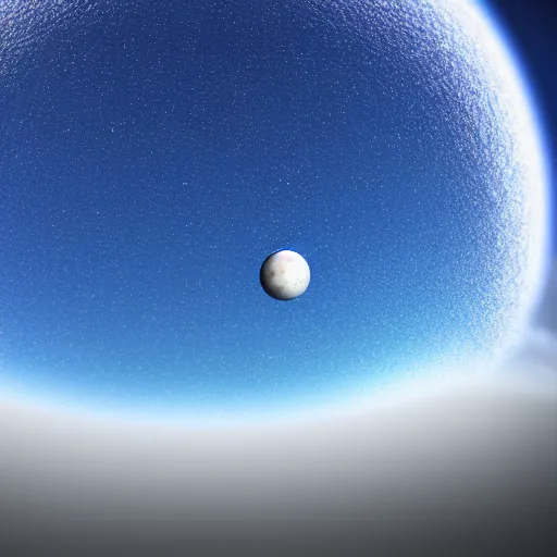 Image similar to a micro - planet on a blue sky background