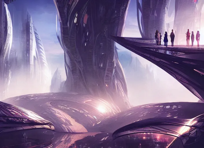 Image similar to incredible futuristic city in harmony with nature, happy people living, dramatic lighting, detailed digital art trending on artstation
