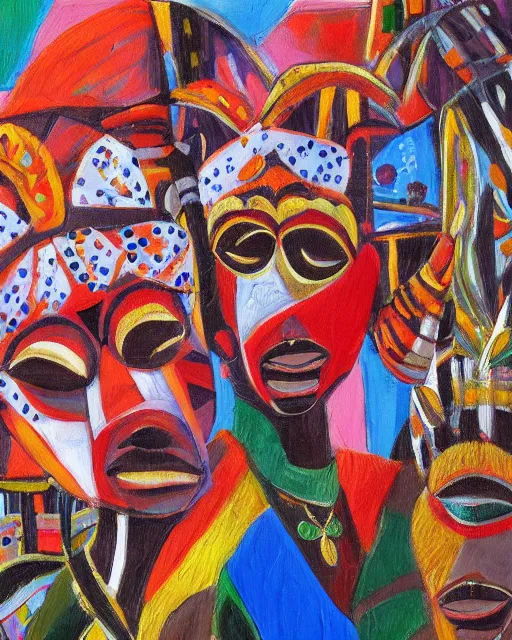 Image similar to Burkina Faso masquerade, painting by Toni Toscani, oil on canvas, Kooness