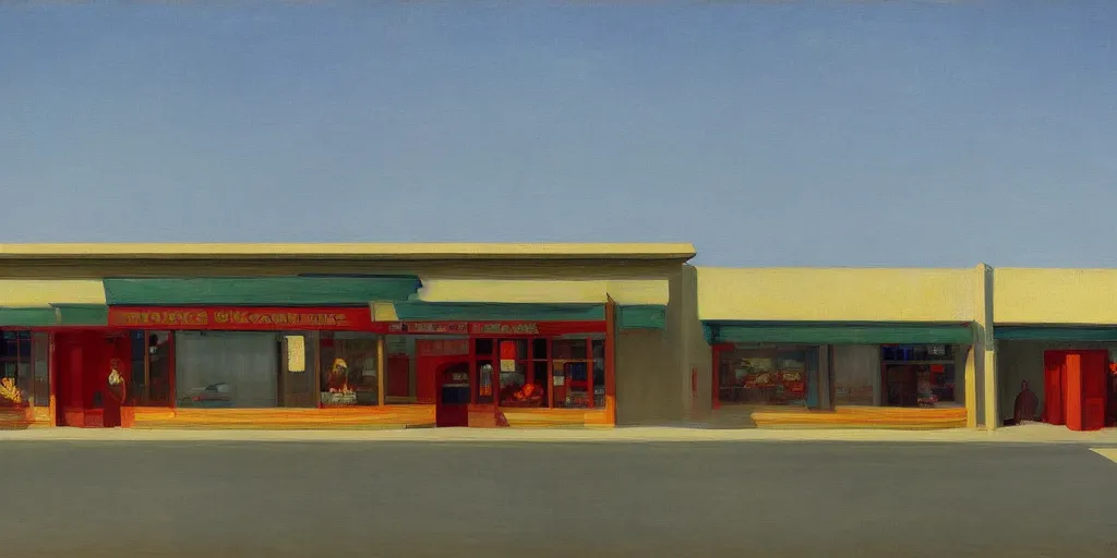 Image similar to a beautiful painting of an airport convenience store by Edward Hopper, 8k, 4k