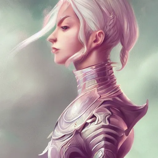 Image similar to White pink blonde fantasy paladin with slim elegant features, by Anato Finnstark and Randy Vargas, artgerm, digital illustration, beautiful, concept art