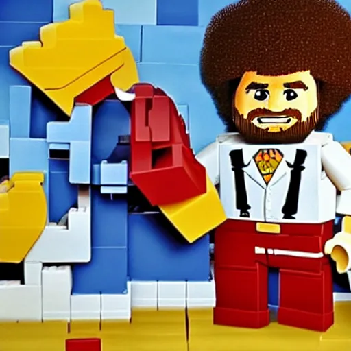 Prompt: bob ross screaming and stepping on legos