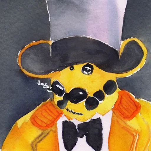 Image similar to a watercolor of a honeybee wearing a top hat