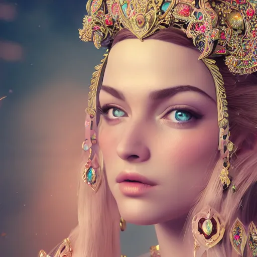 Prompt: wonderful princess of beauty with fair skin, ornate 8 k gorgeous intricate detailed, accent lighting, dramatic light, octane render