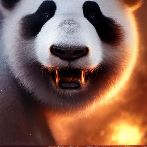 Image similar to photo realistic image of wizard panda, stunning 3 d render inspired art by istvan sandorfi and greg rutkowski, perfect facial symmetry, realistic, highly detailed attributes and atmosphere, dim volumetric cinematic lighting,