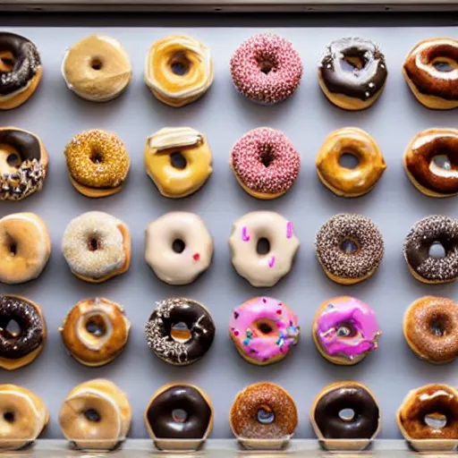 Image similar to a display case filled with lots of different types of donuts