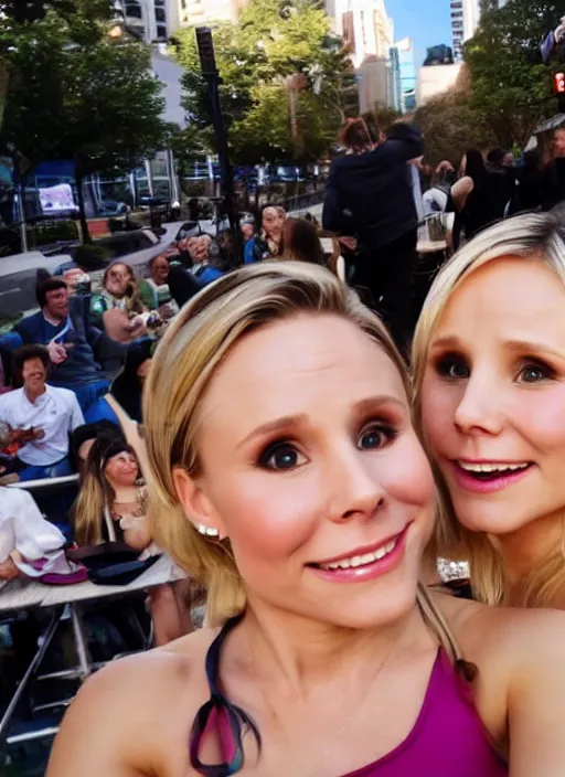 Prompt: pov, first - person - view, pov of a date with kristen bell, she is going in for a kiss