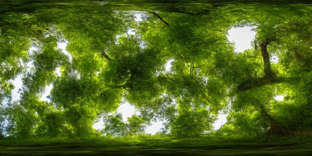 Prompt: A 360 panoramic image of a forest